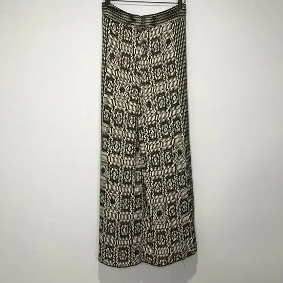 Anthropologie Cecilia Prado Abstract Knit Wide Leg Pants White & Black Size S